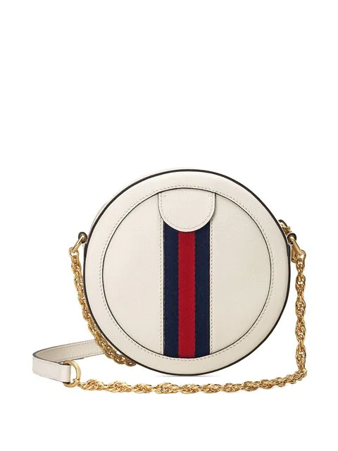 Gucci Ophidia Mini Round Leather Shoulder Bag In 8454 White | ModeSens