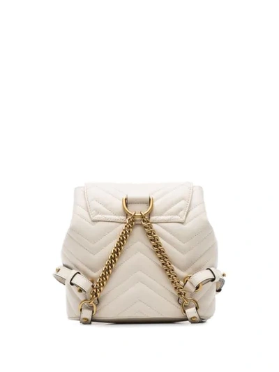 Shop Gucci White Marmont Matelassé Leather Backpack In Neutrals