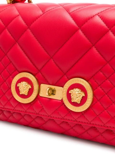 Shop Versace Quilted Shoulder Bag In Red