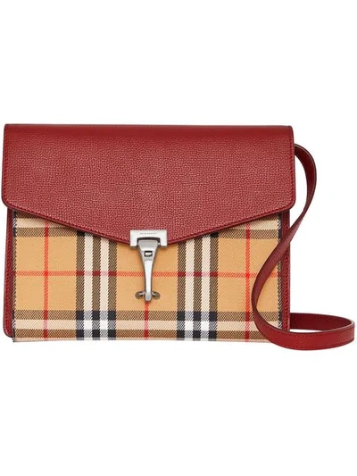 BURBERRY SMALL VINTAGE CHECK AND LEATHER CROSSBODY BAG - 粉色