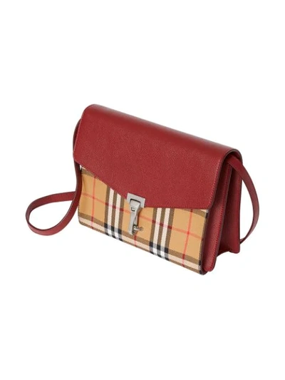 BURBERRY SMALL VINTAGE CHECK AND LEATHER CROSSBODY BAG - 粉色