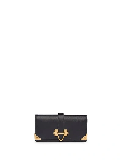 Shop Prada Cahier Saffiano Mini Cross-body Bag In Black