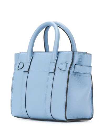 Shop Mulberry Mini Bayswater Tote Bag In Blue