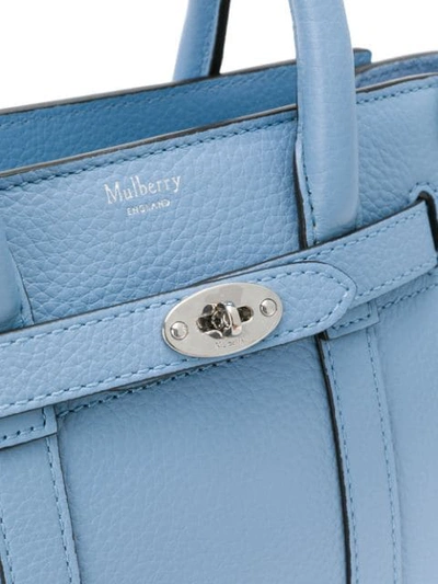 Shop Mulberry Mini Bayswater Tote Bag In Blue