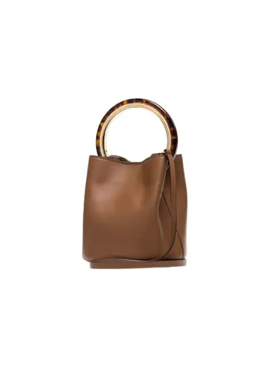 Shop Marni Pannier Resin Handle Bucket Bag In Brown