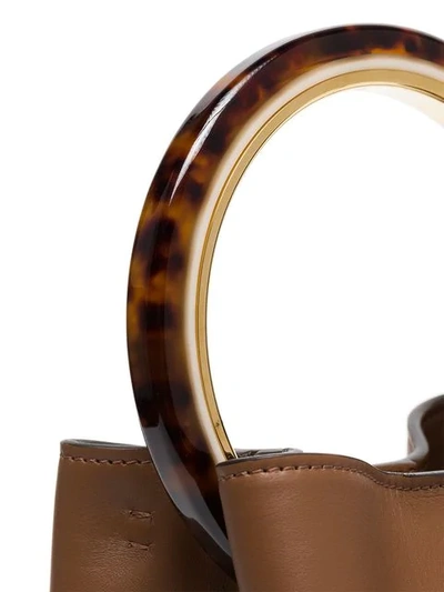 Shop Marni Pannier Resin Handle Bucket Bag In Brown