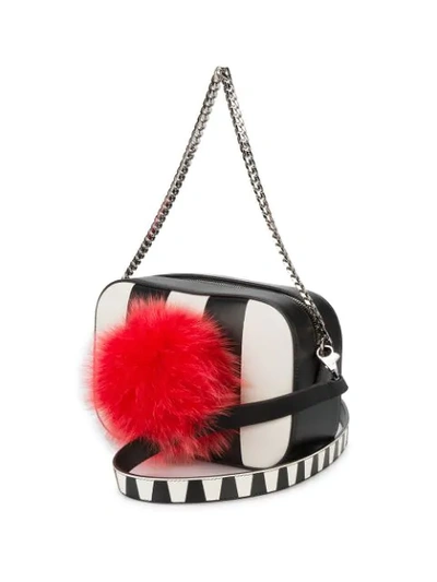 Shop Les Petits Joueurs 'roy' Stripe Pom Shoulder Bag - Black