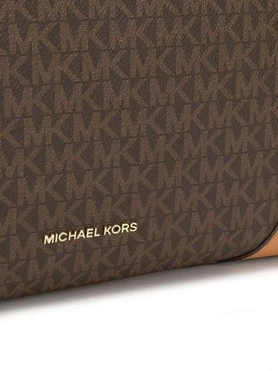 Shop Michael Michael Kors Logo Print Tote In Brown