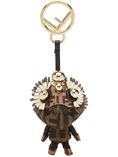 Shop Fendi Space Monkey Bag Charm In Brown