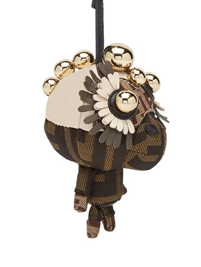 Shop Fendi Space Monkey Bag Charm In Brown