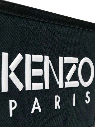Shop Kenzo Logo Print Clutch Bag In Noir