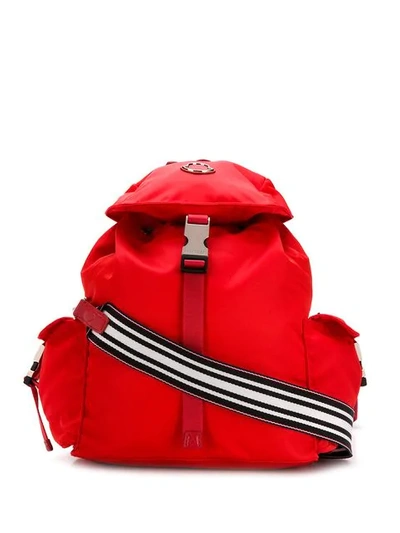 Shop Moncler Foldover Top Backpack In Red