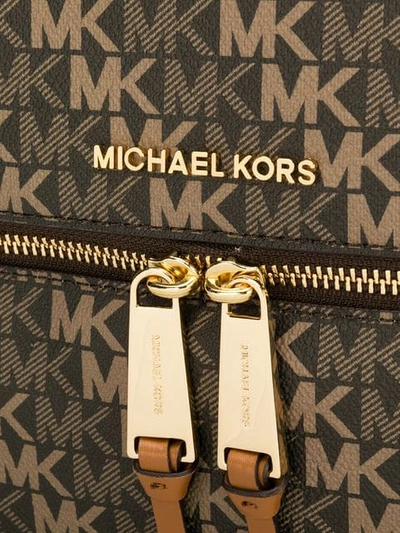 Shop Michael Michael Kors Printed Logo Backpack - Brown