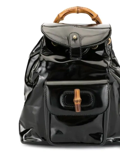 Pre-owned Gucci Bamboo Handle Backpack In Black