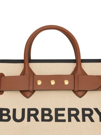Shop Burberry The Medium Canvas Bag In Brown