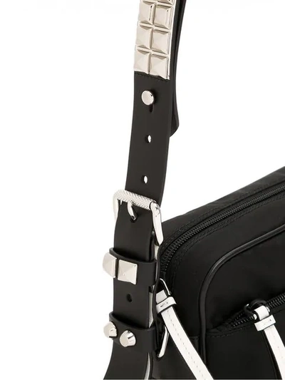 Shop Prada Nylon Shoulder Bag In Black ,white
