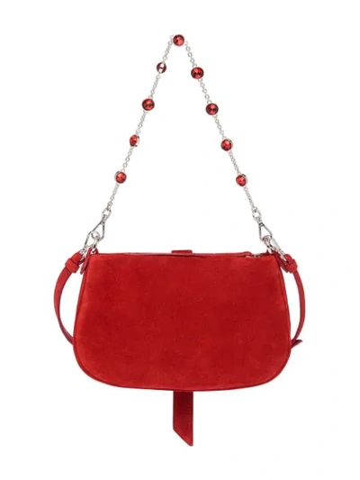Shop Miu Miu Embellished Chain Shoulder Bag In Red