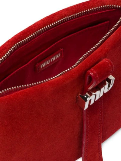 Shop Miu Miu Embellished Chain Shoulder Bag In Red