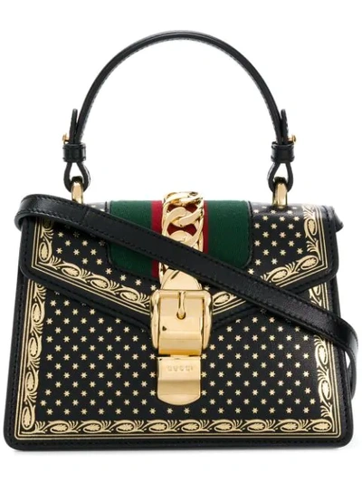 Shop Gucci Sylvie Mini Moon & Stars Bag - Black