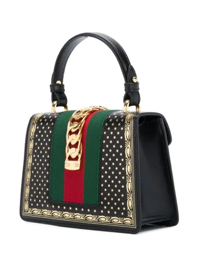 Shop Gucci Sylvie Mini Moon & Stars Bag - Black