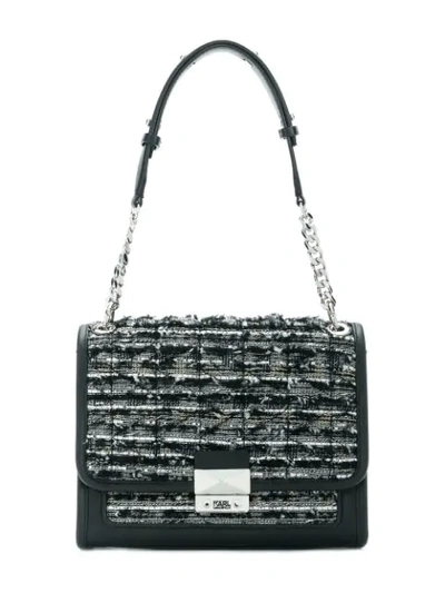 Shop Karl Lagerfeld K/kuilted Tweed Hand Bag - Black