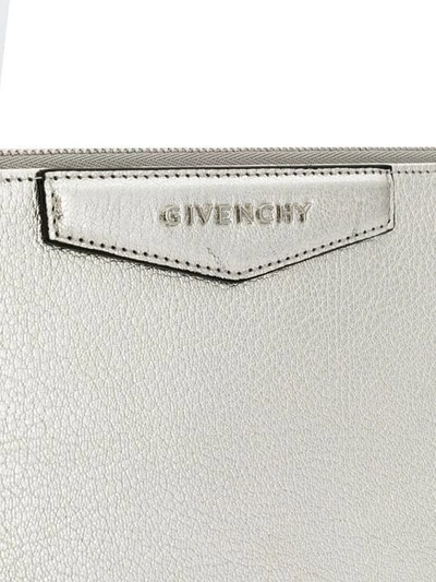Shop Givenchy Antigona Large Leather Clutch In Silver