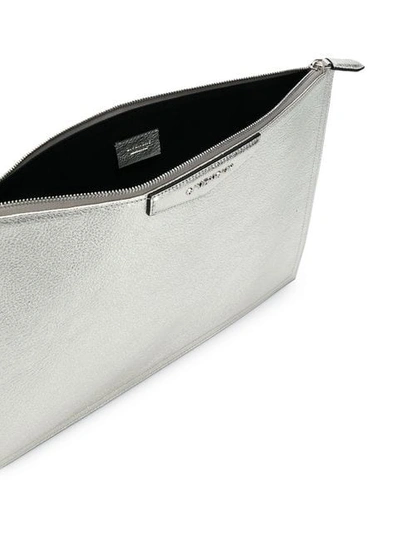 Shop Givenchy Antigona Large Leather Clutch In Silver