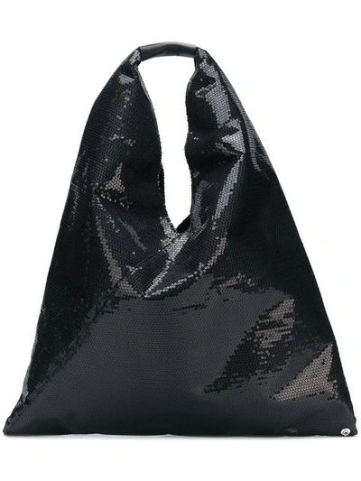 Shop Mm6 Maison Margiela Sequinned Japanese Tote Bag In Black