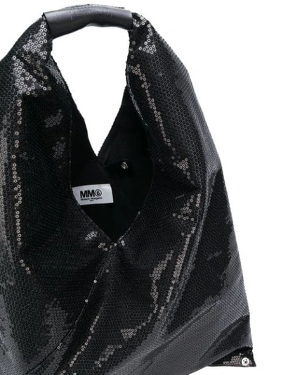 Shop Mm6 Maison Margiela Sequinned Japanese Tote Bag In Black