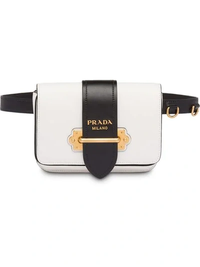 Shop Prada Cahier Belt Bag In White