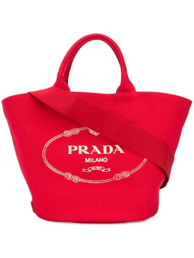 Shop Prada Gardener Tote In Red