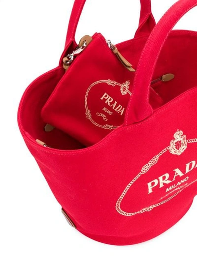 Shop Prada Gardener Tote In Red