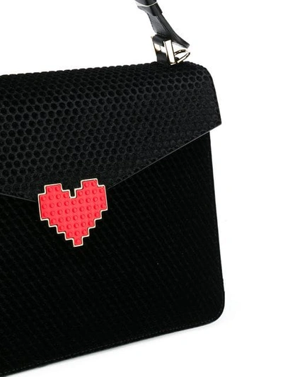 Shop Les Petits Joueurs Perforated Heart Plaque Bag In Black