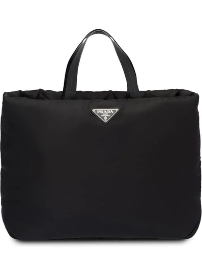 Shop Prada Medium Padded Nylon Tote In Black