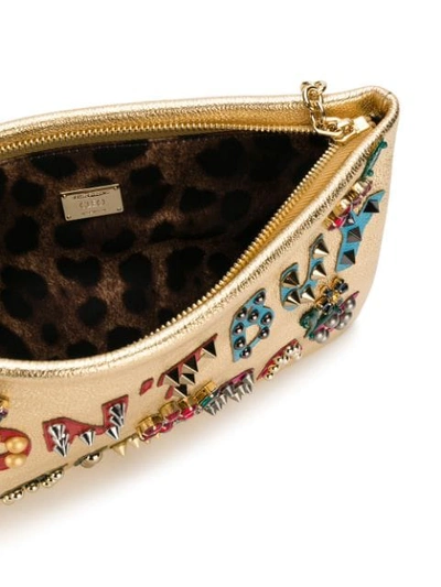 Shop Dolce & Gabbana Cleo Appliqué Clutch Bag In Metallic