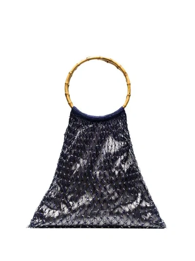 Shop My Beachy Side Aphrodite Beaded Crochet Tote Bag In Blue