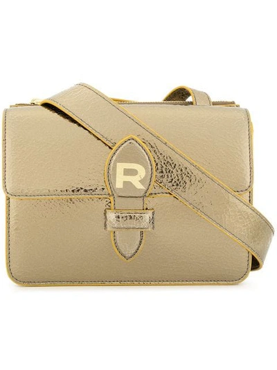 Shop Rochas Printed Logo Crossbody Bag In Gold