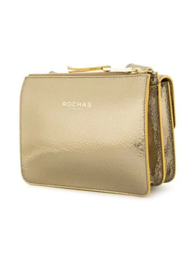 Shop Rochas Printed Logo Crossbody Bag In Gold
