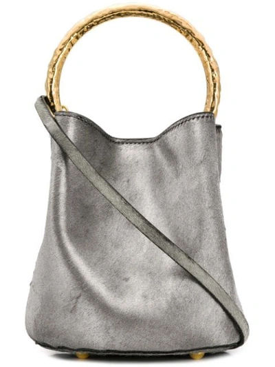 Shop Marni Pannier Metallic Bucket Bag In Silver