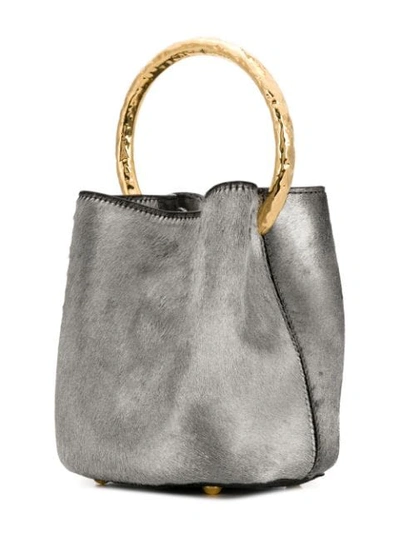 Shop Marni Pannier Metallic Bucket Bag In Silver