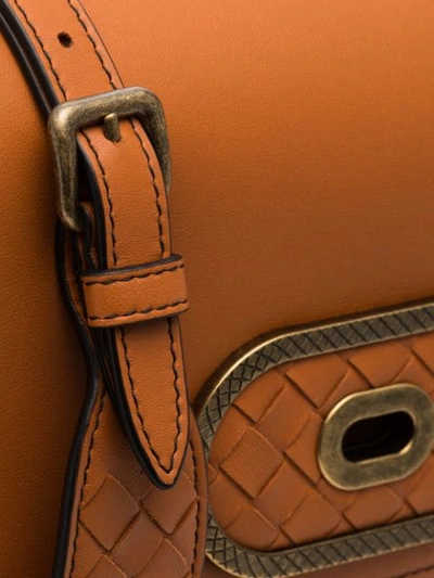 Shop Bottega Veneta Brown Luna Leather Shoulder Bag In Orange