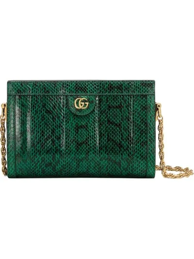 Shop Gucci Ophidia Small Snakeskin Shoulder Bag In Green