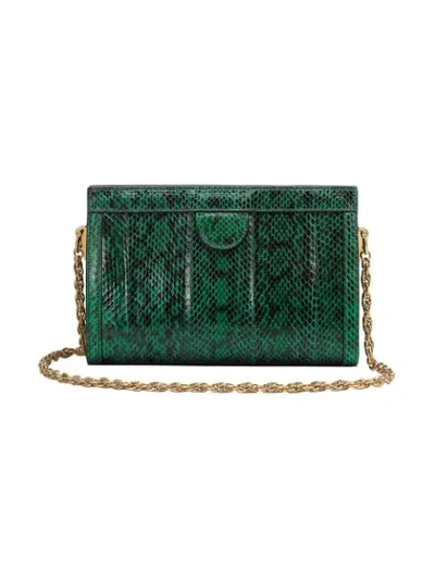 Shop Gucci Ophidia Small Snakeskin Shoulder Bag In Green