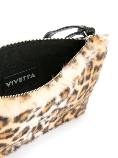 Shop Vivetta Faux Leopard Fur Clutch Bag - Brown