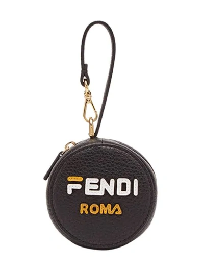 Shop Fendi Mania Lettering Logo Bag Charm - Black