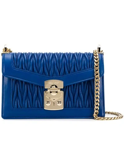 Shop Miu Miu Confidential Matelassé Shoulder Bag In Blue