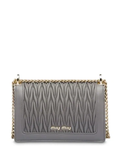 Shop Miu Miu Miu Confidential Shoulder Bag In Grey