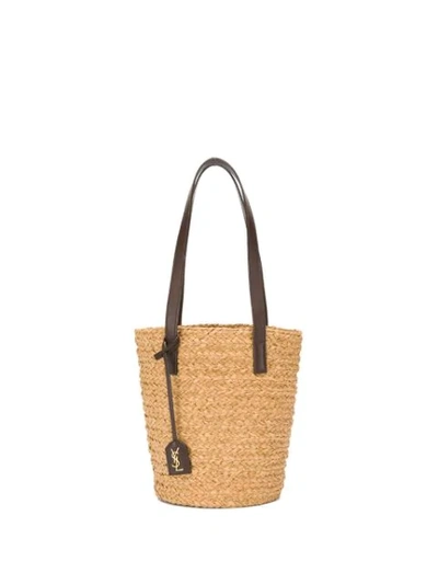 Shop Saint Laurent Raffia Tote Bag In Neutrals