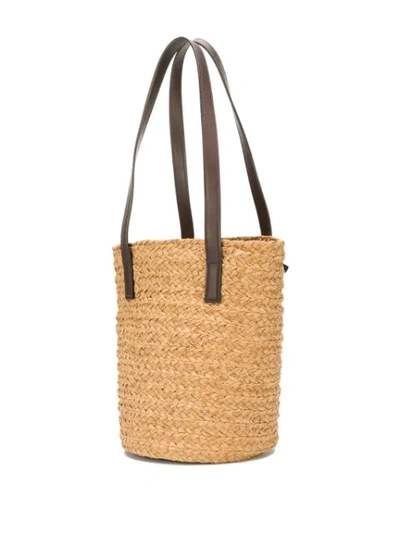 Shop Saint Laurent Raffia Tote Bag In Neutrals