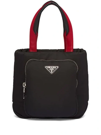 Shop Prada Contrast Handles Tote Bag - Black